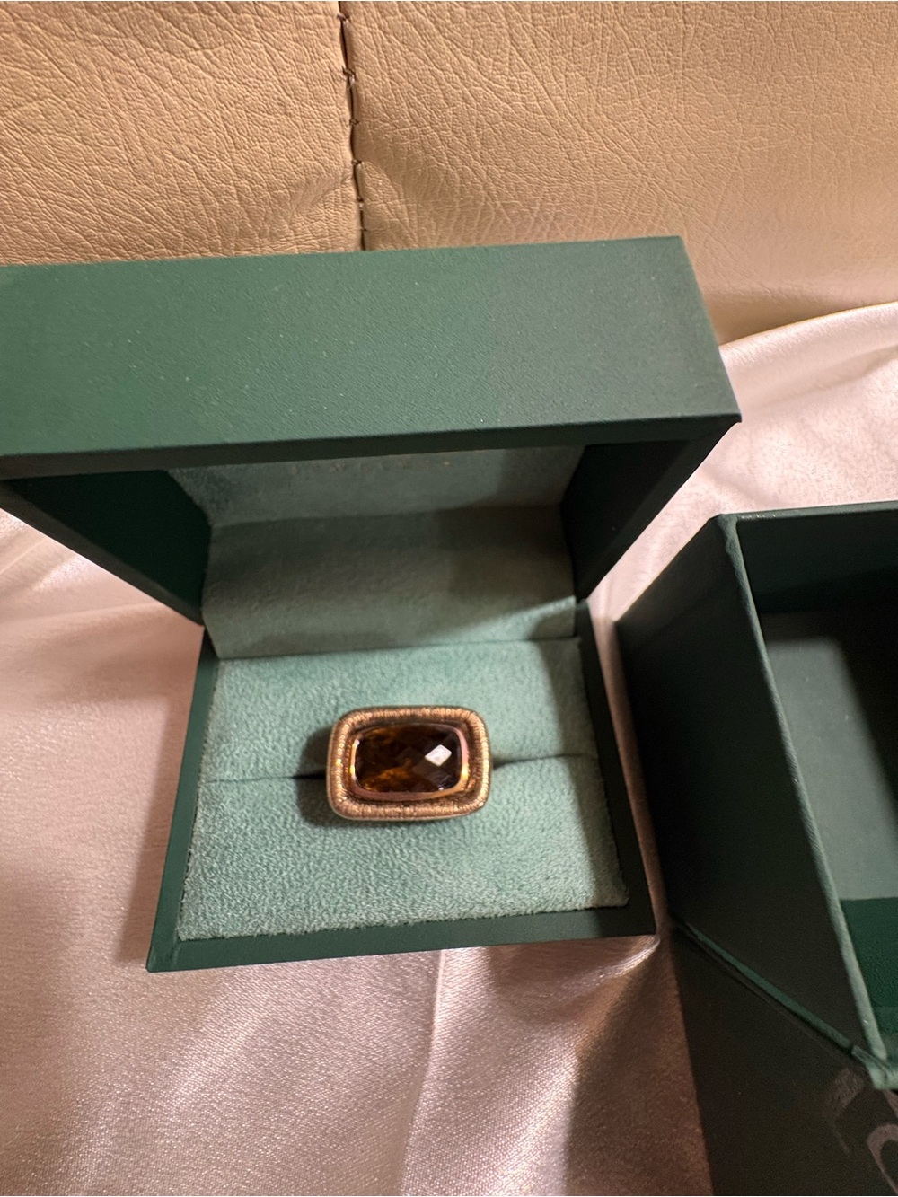 Judith Ripka 14K Gold Clad 925 Silver Smoky Quartz Ring Size 8.5